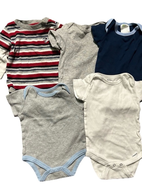 Other - Baby Solid Short Sleeve Bodysuits Grey Navy Blue Stripes Size 3-6 Months